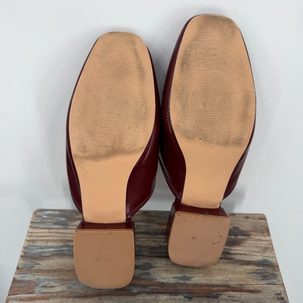 Lulus Burgundy Horsebit Mule Loafers Slip On Flats Equestrian Women's Size 8 - Picture 2 of 5